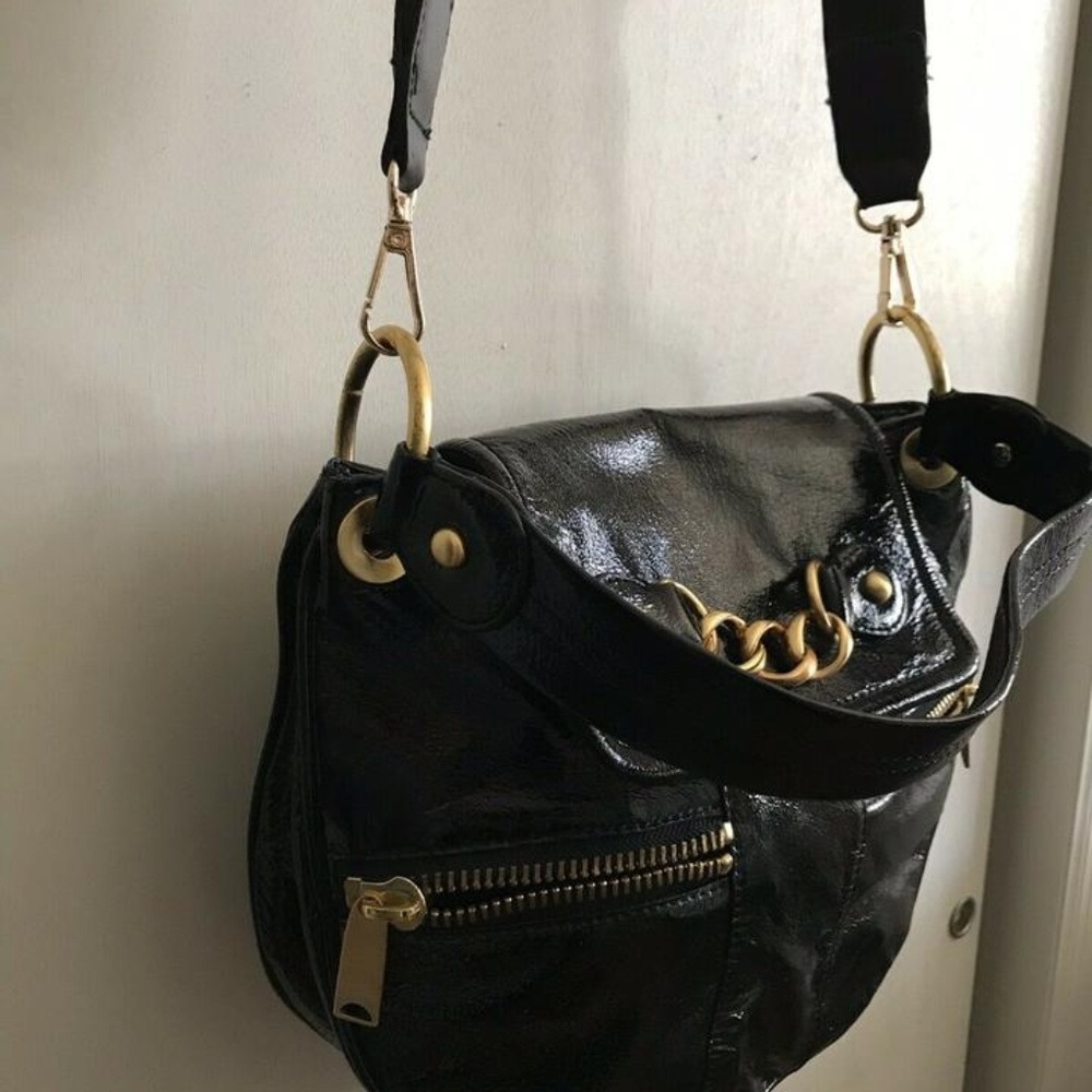 Cynthia Rowley Medium Black Patent Leather Cross B - Picture 3 of 8